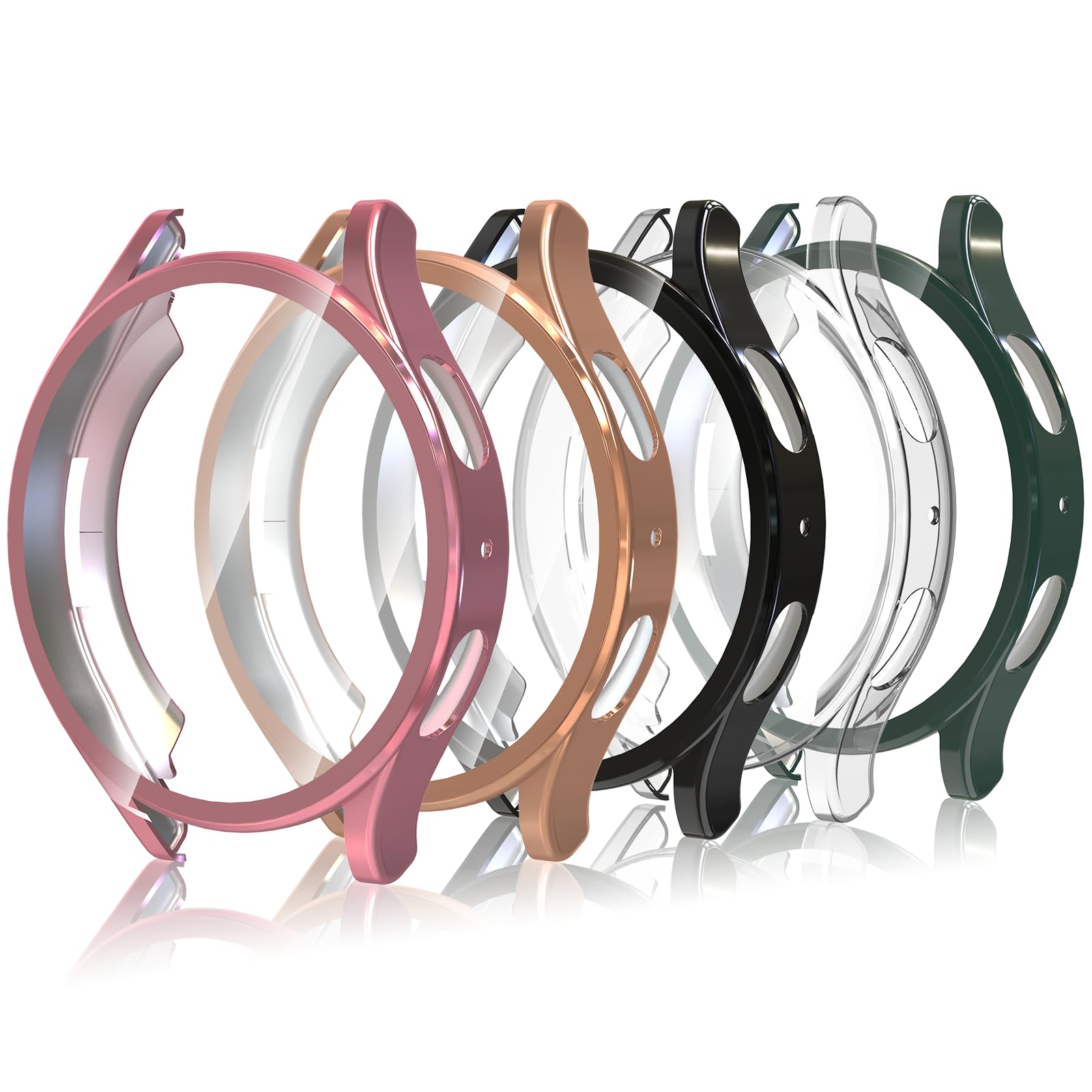 Simpeak 5-Pack Soft Screen Case Compatible with Samsung Galaxy Watch 7 40mm 2024, HD Clear, Full Protection TPU Bumper Case Cover Compatible with Galaxy Watch 7 40mm,Black,Clear,Rose Gold,Green,Gold