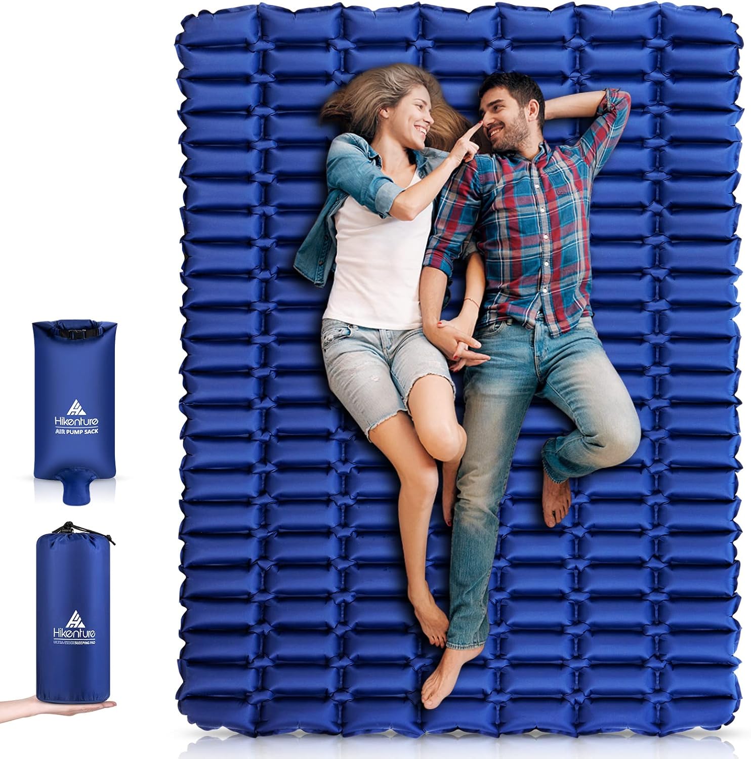 HIKENTURE Double Sleeping Pad Camping Mattress, Ultralight Inflatable 2 Person Camping Mat with