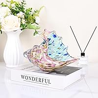 Vista 3 de LCCCK Hand Blown Glass Conch Shell Sculpture, Sea Glass Art Figurines, Beachy Room Decor, Pink Conch Shell Decorative Statues, Sea Shell Coastal