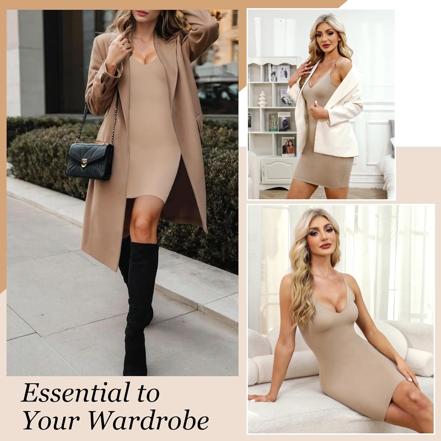 MISS MOLY Shapewear Dress Slip for Women Full Slip Tummy Control Body Shaper Seamless Cami Dress with Adjustable Strap - Image 5