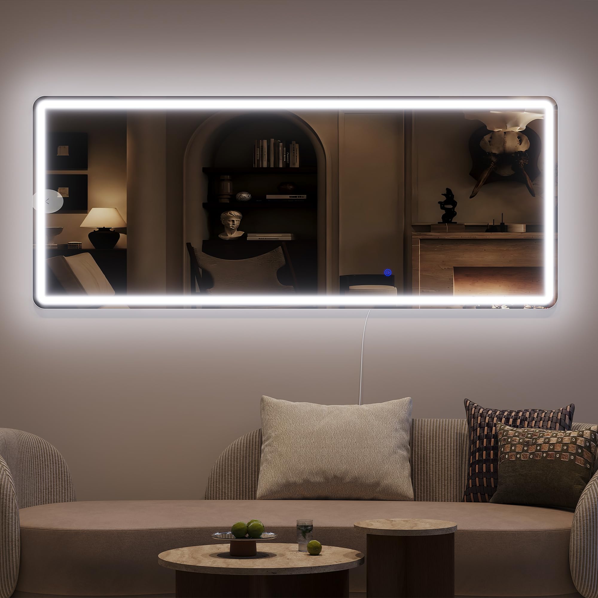 ZKIODV 178x65cm Ganzkörperspiegel mit Beleuchtung, Wandspiegel Groß mit Licht, Standspiegel mit LED 3 Farben & Dimmbar, Großer Spiegel Beleuchtet mit Ständer für Wohnzimmer Eingang Flur (Weiß XXL)