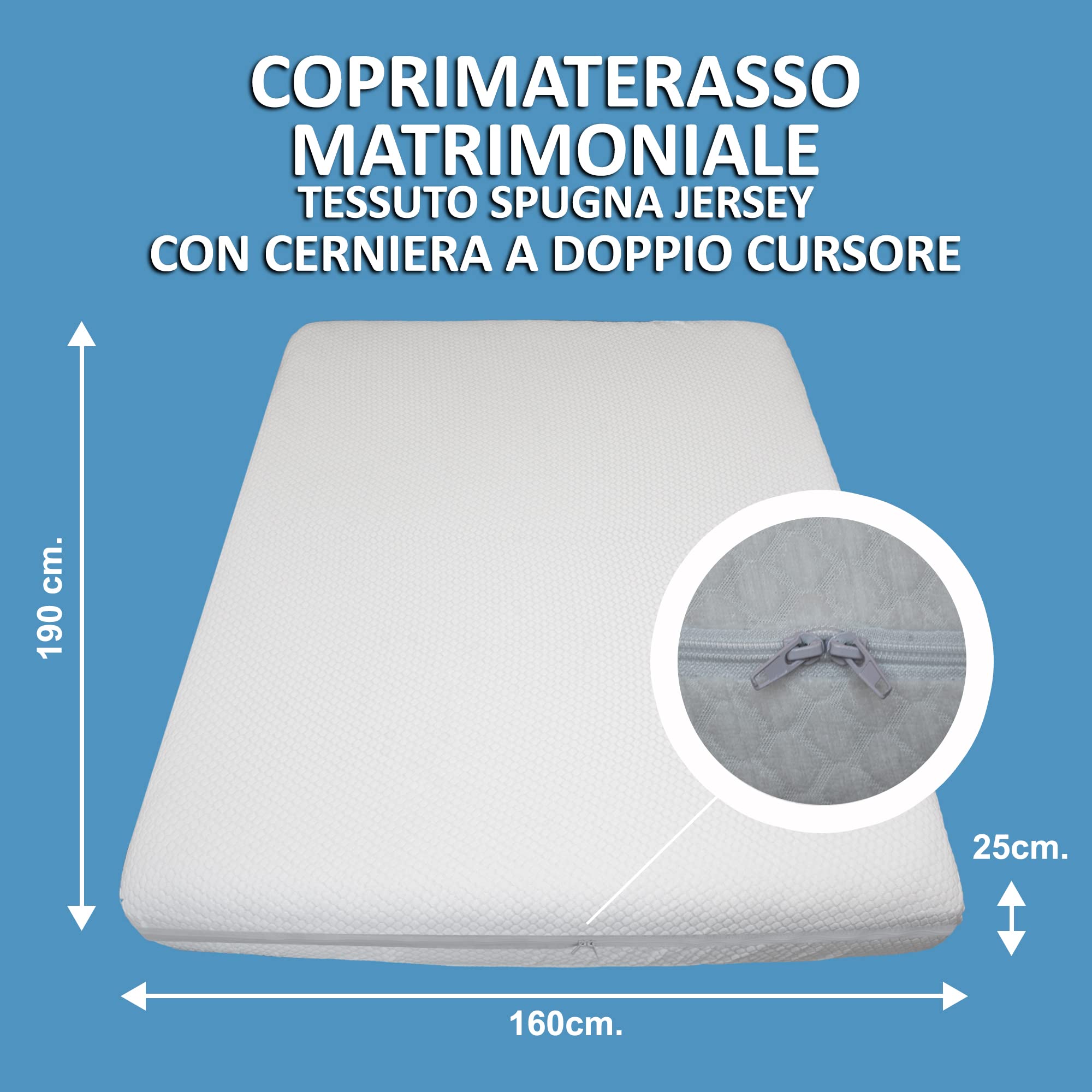 SONIT - Protège-matelas double avec fermeture éclair - Housse de matelas pour lit double 160 x 190 cm - Anti-acariens hypoallergénique et respirant