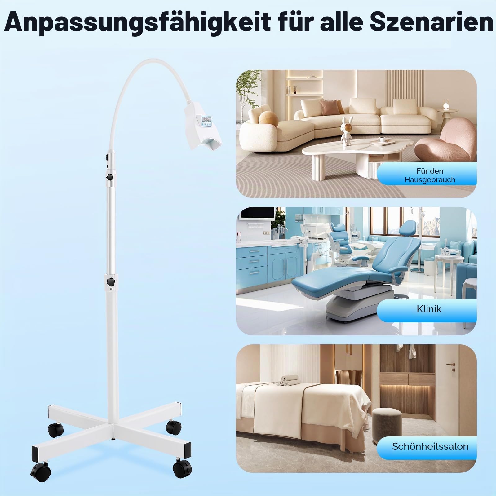 Bleaching Zähne, 21W 9000mcd Lichtintensität Dental Teeth Whitening Bleaching Lampe LED-Verjüngungs-Technologie, Zahnbleaching Set 465-470nm Wellenlänge Zahnarzt Instrumente 3fache Vergrößerung