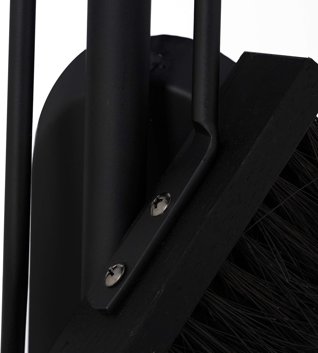 Relaxdays 4-Piece Fireplace Companion Tool Set Shovel, Brush, Poker & Holder, Modern Design, Black, Steel, Plastic, Wood, 61 x 15 x 15 cm