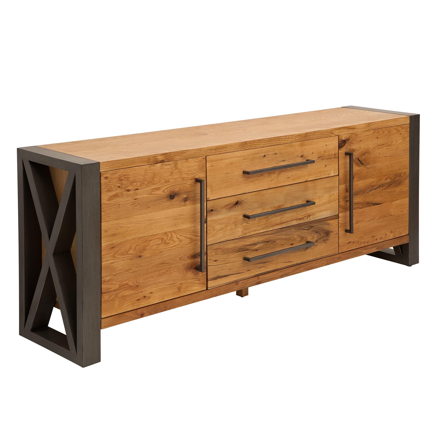 invicta INTERIOR Massives Sideboard Thor 200cm Wild Eiche geölt im Industrial Design Kommode Anrichte Küche, Haushalt & Wohnen