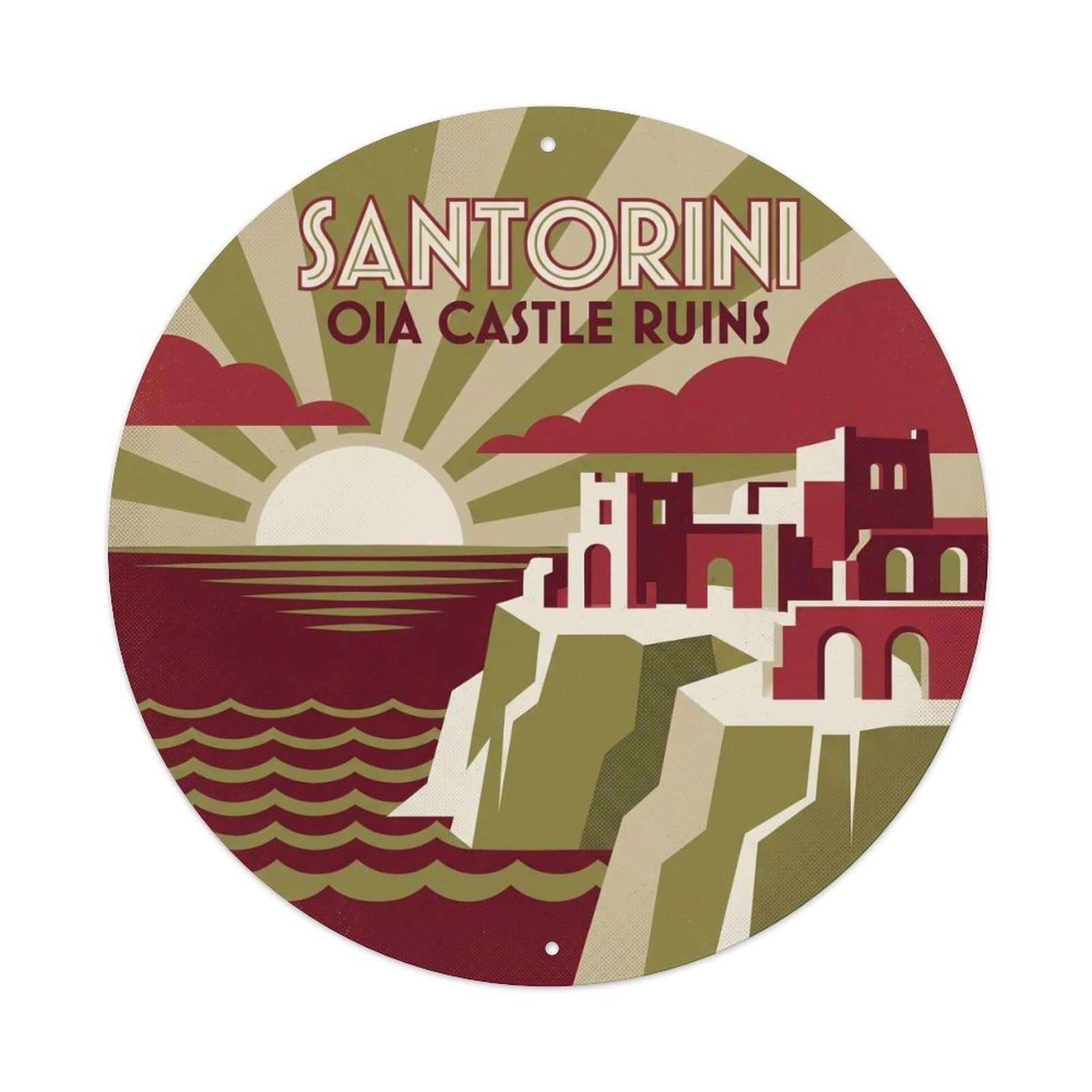 Oia Castle Ruins Santorini Greece Greek Island Metal Tin Sign