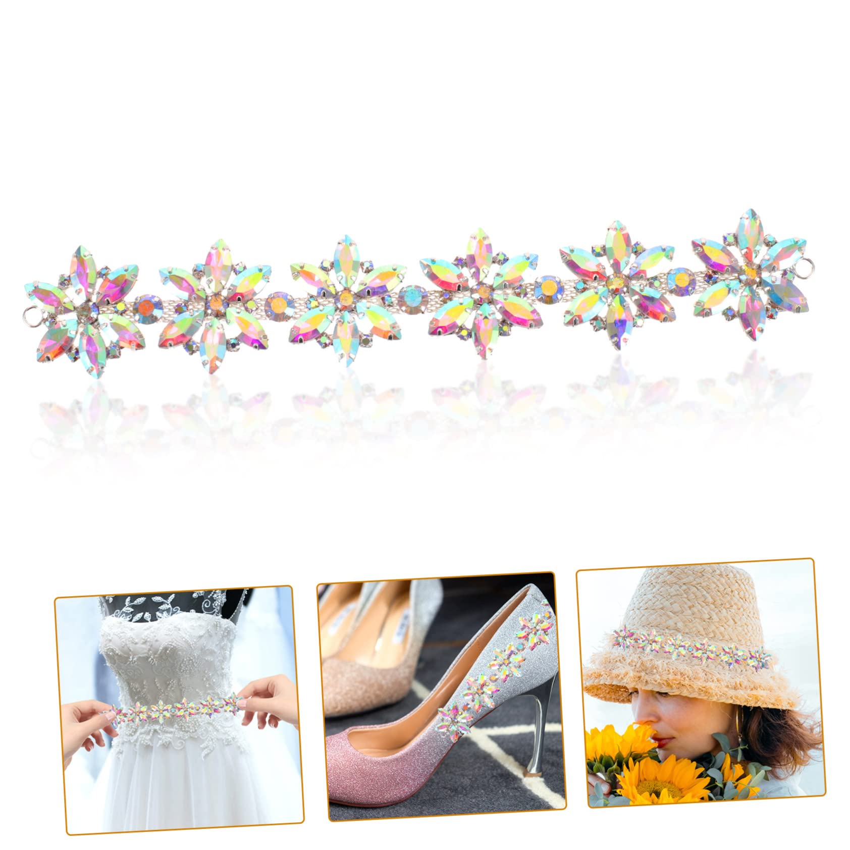 Tofficu 4 Stück Strass-applikationsgürtel Für Damen Hochzeit Braut-accessoire Dekorativer Strass-ketten-patch Für Kleidung