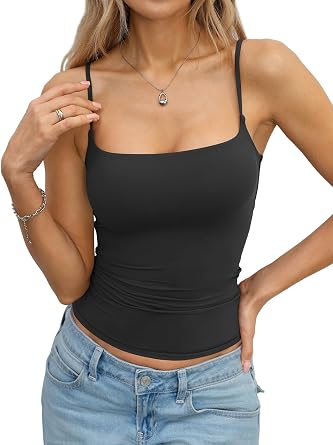 EasyGala Womens Double Lined Camisole Tank Tops Spaghetti Strap Shirts