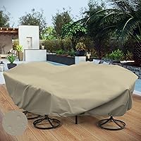 Vista 7 de Fundas para muebles de patio, impermeables, resistentes a los rayos UV, resistentes a los rayos UV, para exteriores, mesa redonda y rectangular