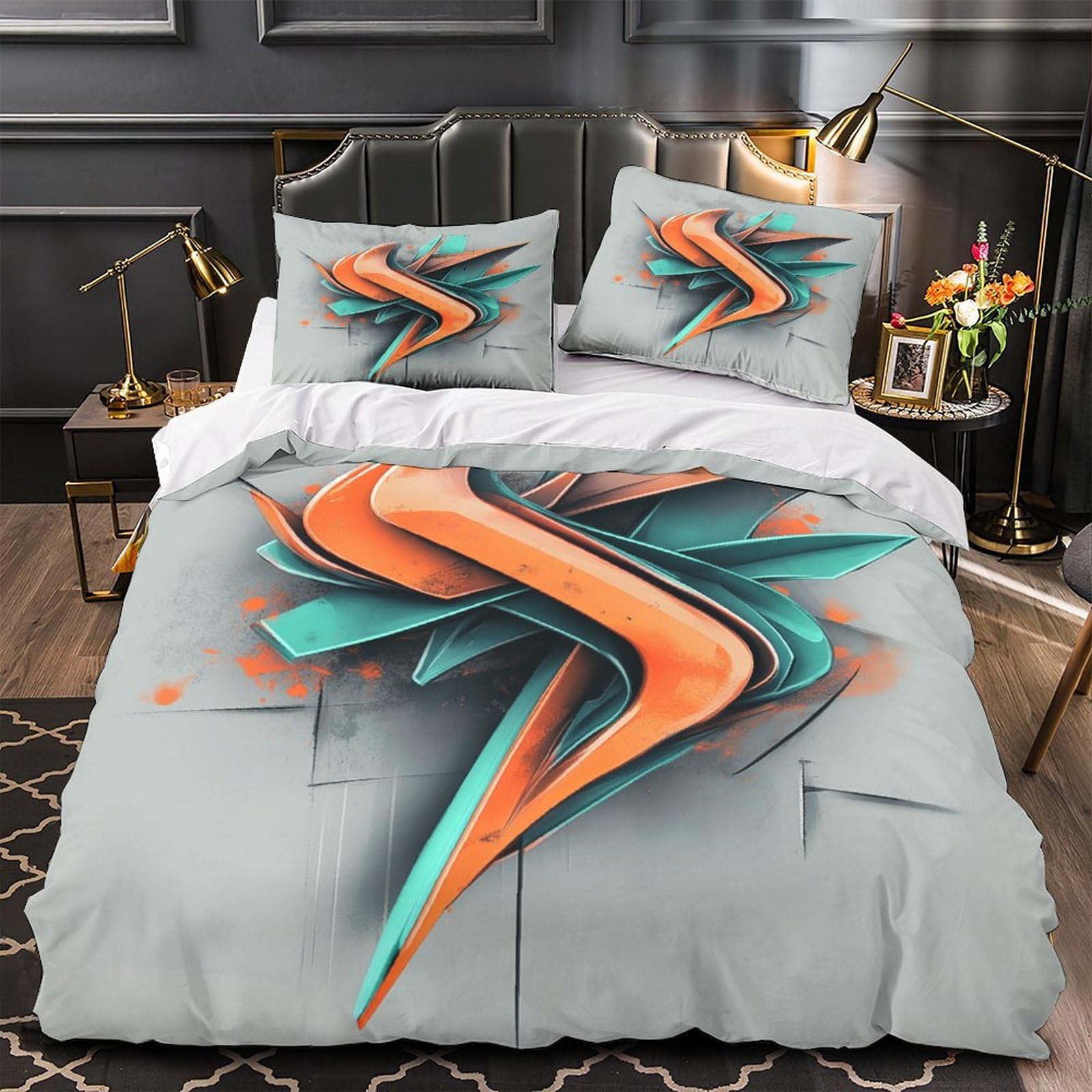 Housse de couette Super King 260x220cm imprimé graffiti 3D haute définition