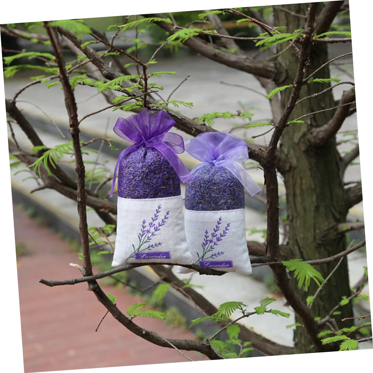 DECHOUS 120stücke Leere Duftbeutel Mit Lavendel-Druck Tragbare Kordelzug-säckchen Helllila Für Kräuter Und Duftstoffe Für Schränke Und