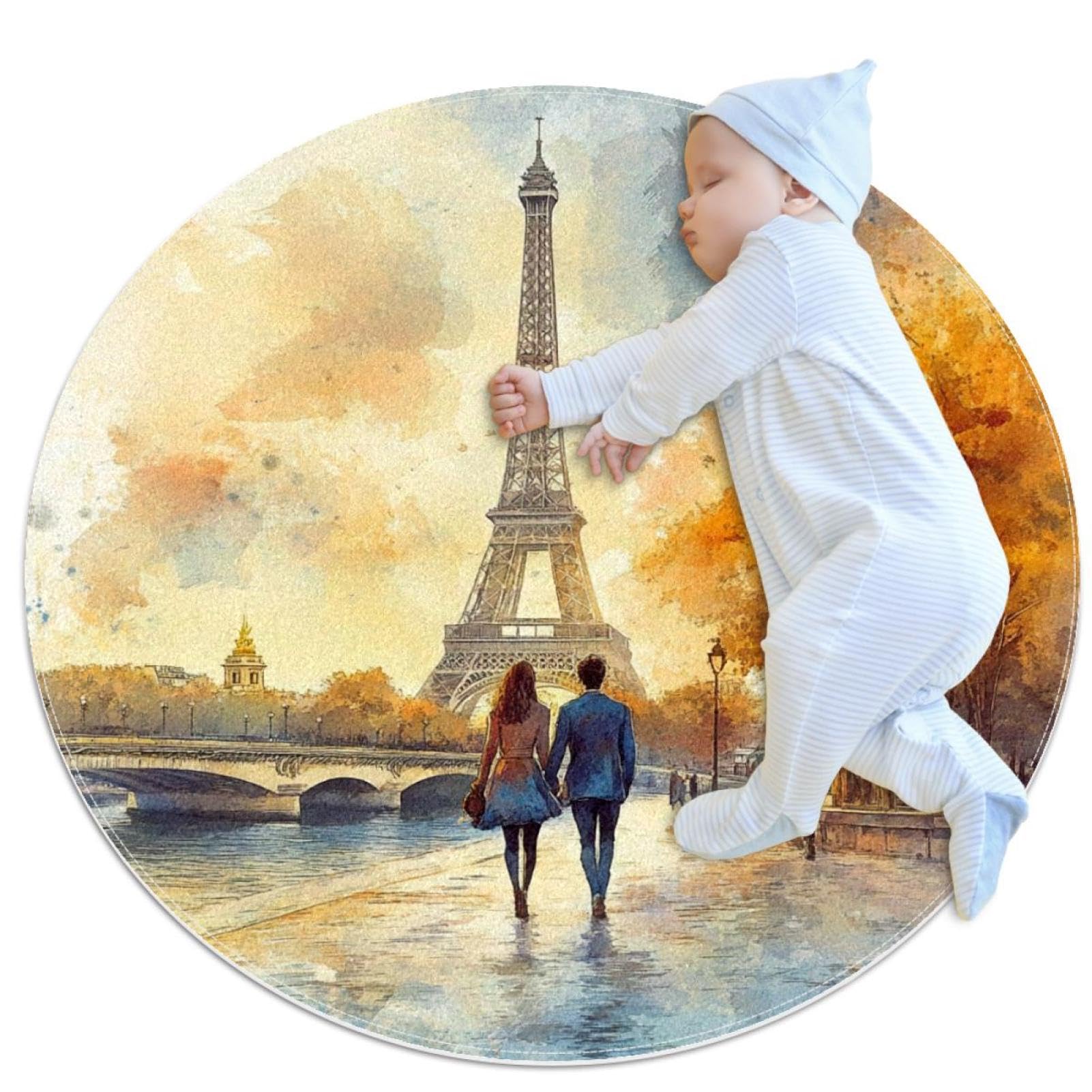 Tapis de salle de bain rond 1m antidérapant pour chambre d'enfant