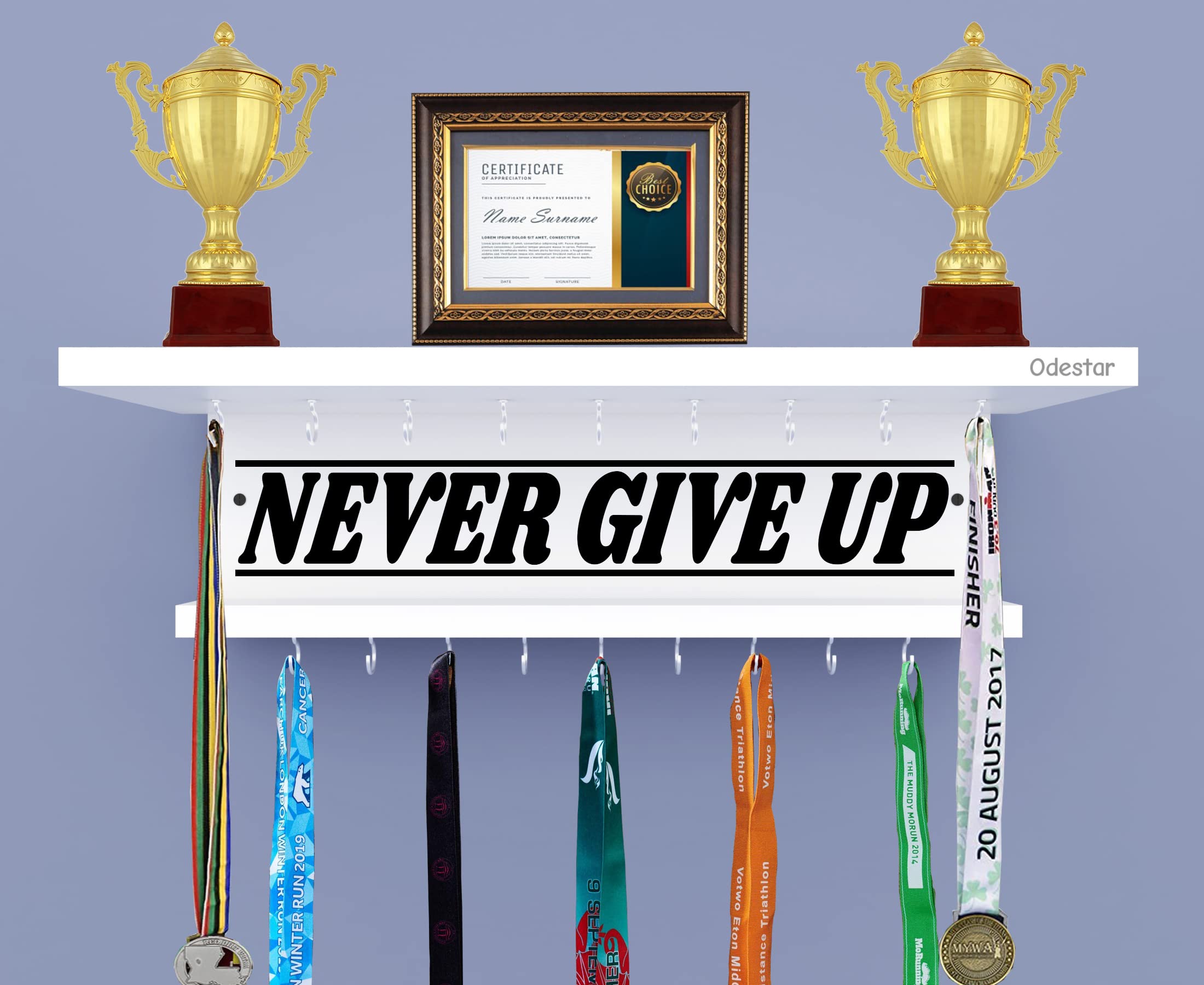 Odestar Large Medal Holder-Naver Give Up (Size 48 x 15 x 15 Centimeters) White (B0CR6LPNN4) Amazon Price History, Amazon Price Tracker