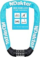 Vista 18 de NDakter Cerradura de cadena para bicicleta, combinación de 5 dígitos, resistente, antirrobo, cerradura de bicicleta de seguridad