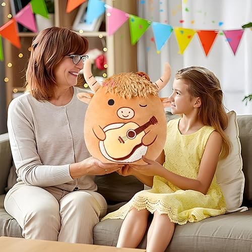 Miniatura 6 de Glow Guards Almohada de peluche de vaca escocesa de las tierras altas de 12 pulgadas, lindo animal de peluche de vaca de las tierras altas, animales