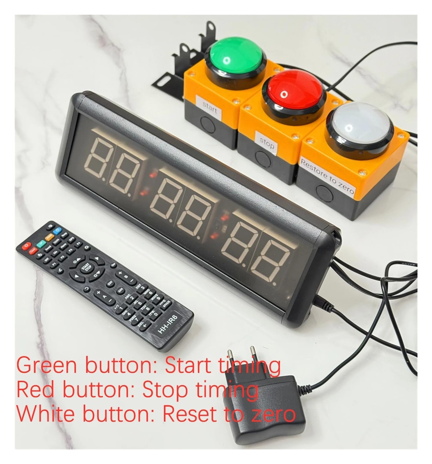 Reloj Led de Cuenta atrás con botón de 1,5 pulgadas y 29cm, cronómetro deportivo, con botón de línea de zumbador, reinicio de tiempo de juego Control sencillo(6CM small button)