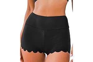 Scalloped Hem High-Waisted Women's Cupshe Shorts with Low-Cut Leg