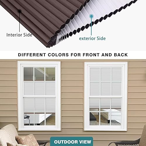 Miniatura 34 de Changshade Persianas celulares opacas de arriba hacia arriba, opacas, sin cables, de arriba hacia abajo, persianas celulares de panal para ventanas