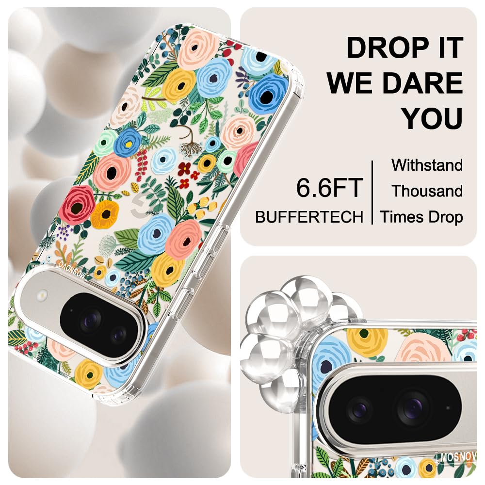 MOSNOVO Case for Google Pixel 10 & Pixel 10 Pro, [Buffertech 6.6ft Military-Grade Drop Protection] [Anti Peel Off Tech] Clear TPU Bumper Phone Case Cover Design - Cute Cherry — view 421