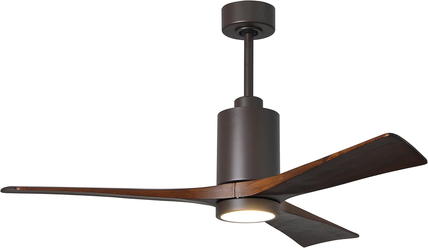 Matthews PA3-TB-WA-52 Patricia Damp Rated 52" Ceiling Fan with Light and Remote & Wall Control, 3 Walnut Tone Solid Wood Blades, Textured Bronze