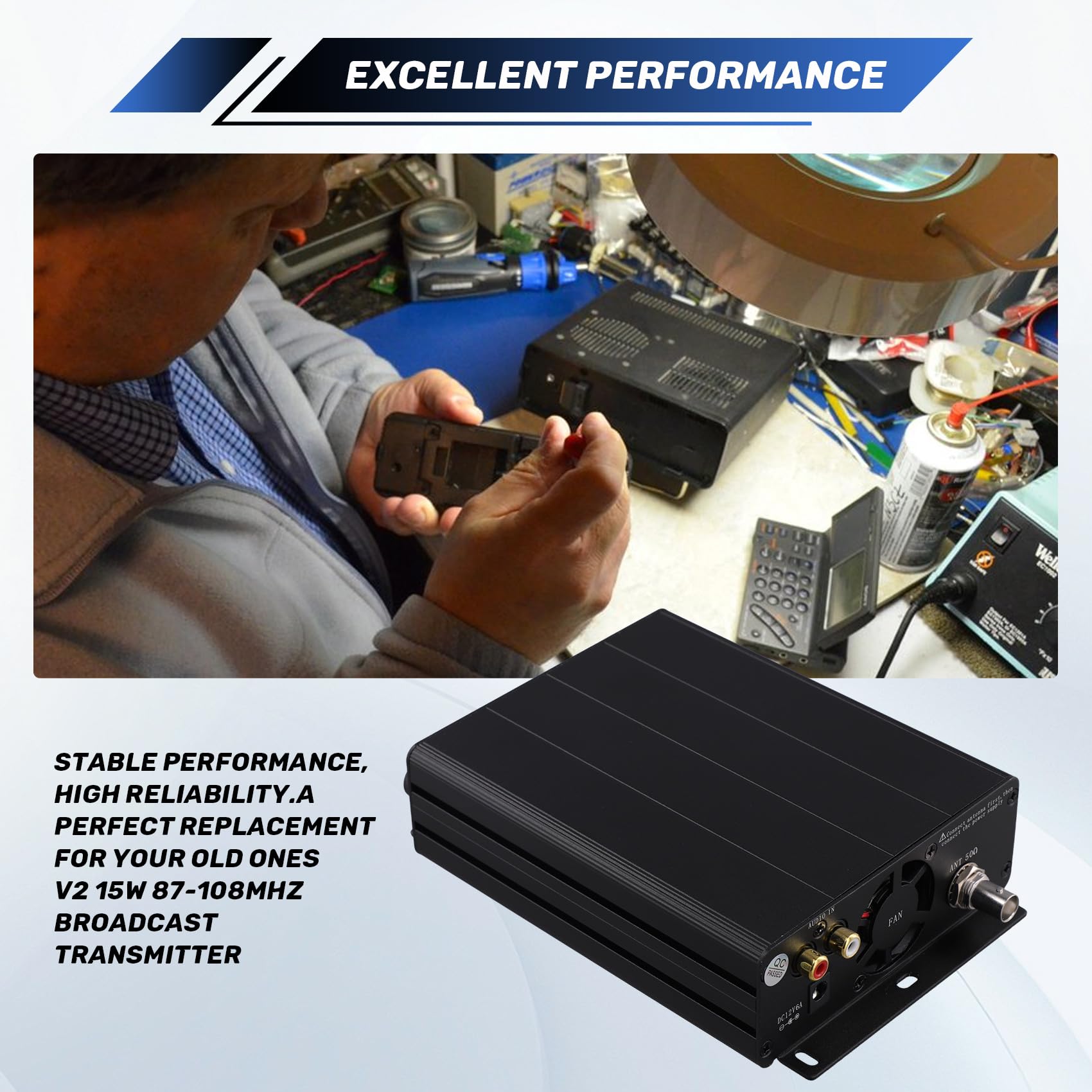 15W V2 FM PLL Stereo Transmitter V2 15W 87-108MHZ Émetteur FM Émetteur FM Broadcast Transmetteur Stéréo FM Transmetteur Broadcast BNC