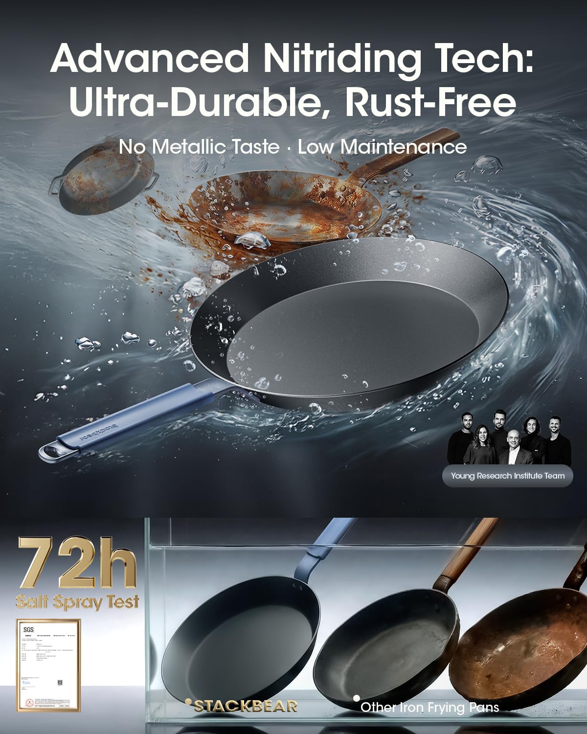 Carbon Steel Frying Pan Set - Durable & Pre-Seasoned -3