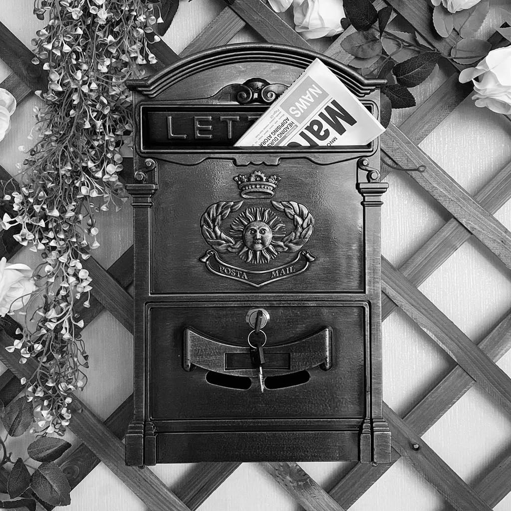 Wall-Mount Mailbox with Key Vintage Cast Iron Wall Mounted Mail Box Mailboxes with Lock for Outside