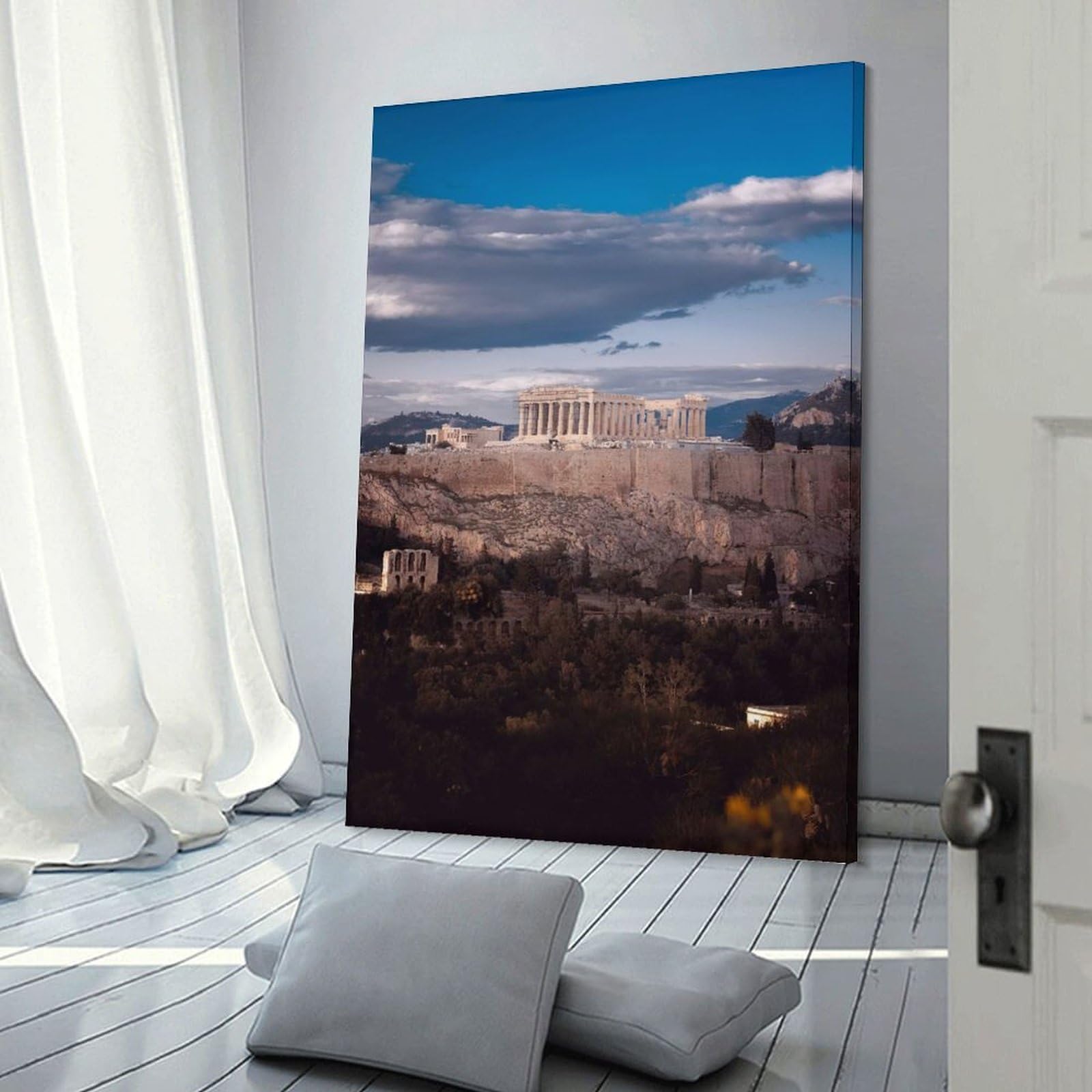 Junmoney Acropoli Athens Hanging Wall Art 24x36inch(60x90cm), for Study, Office Or Focused Interiors, Wall Art That Adds Style to Work Areas