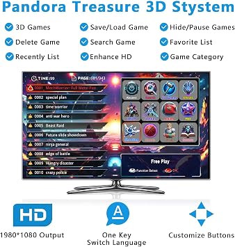 FVBADE [32000 Games in 1] 78S Pandora Box Arcade Game Console for PC & Projector & TV ,3D Games 1-4 Players Double Joystick Favorite List Game Category Save/Search/Hide/Pause