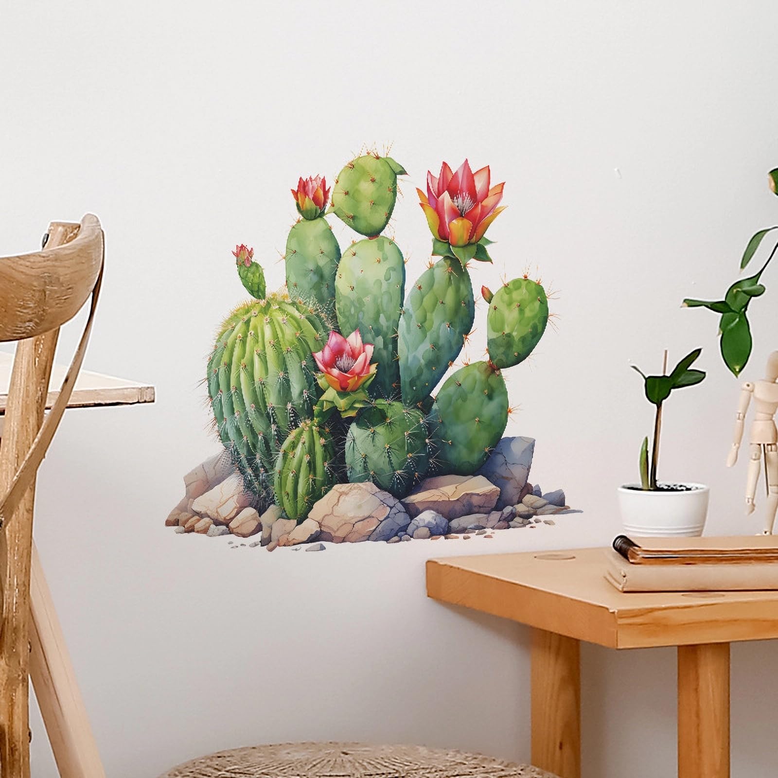 Cactus Succulent Large Wall Stickers, Sacinora Tropical Green Plants Wall Decals Removable Vinyl Peel And Stick For Living Room Bedroom Sofa TV Background Nursery Art Home Decorations