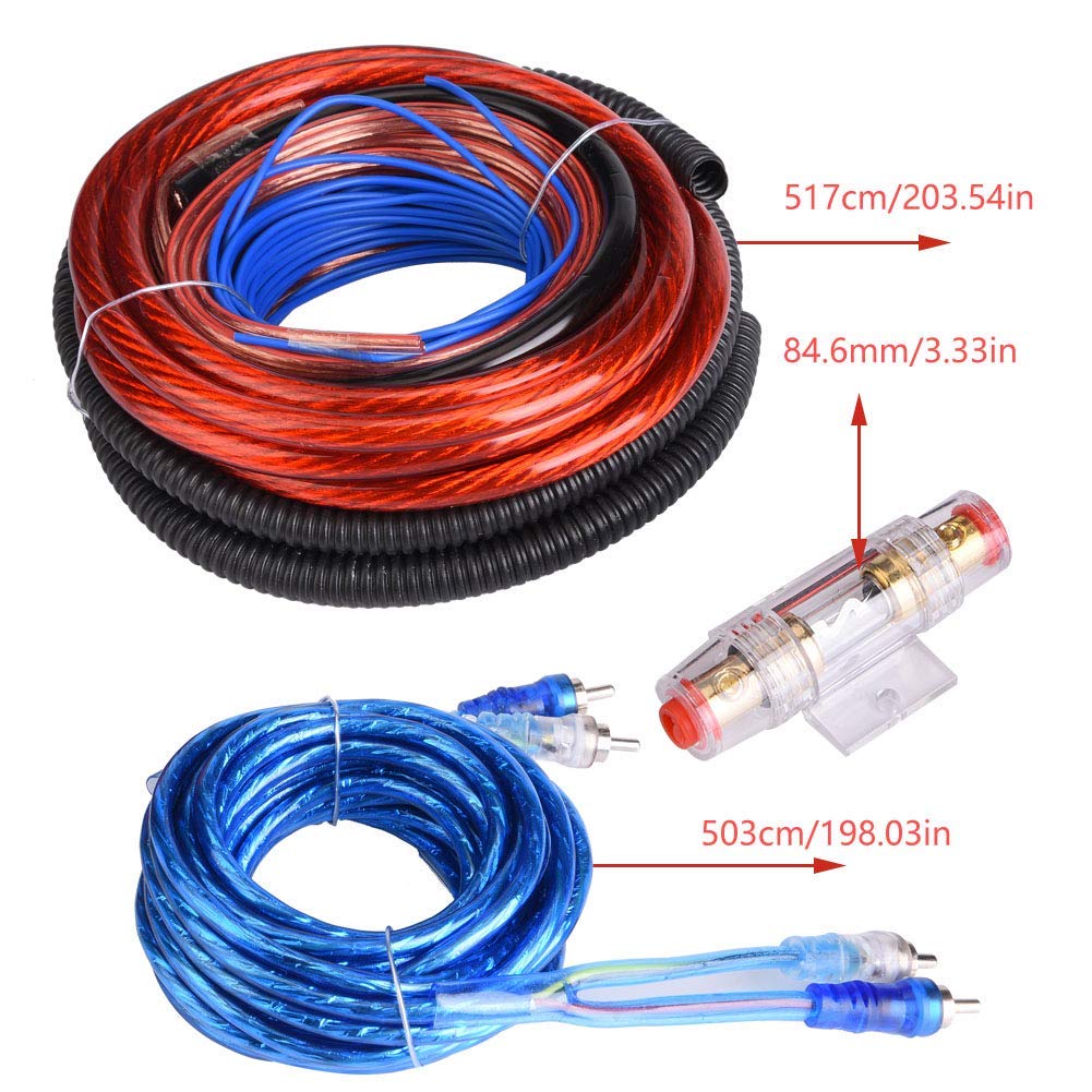 Kit d'installation d'amplificateur de puissance de voiture, 4 jauge 2800W voiture Audio subwoofer amplificateur haut-parleur installation câble câble Kit fusible costume