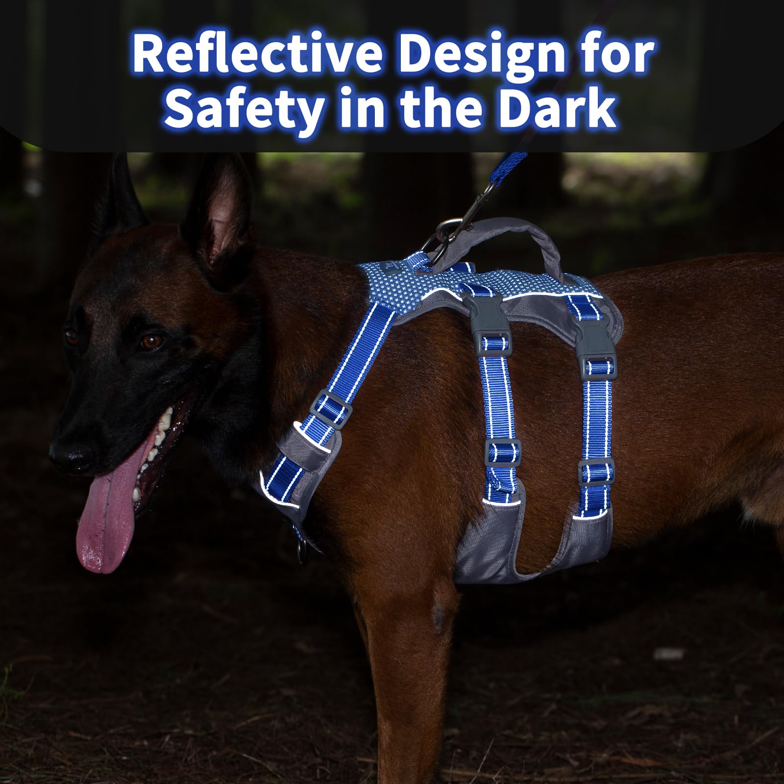 Huntboo Escape Proof Dog Harness Medium, Anti-Pull Dog Harness with Handle, Breathable, Adjustable, Reflective Dog Harnesses - Image 3