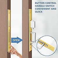 Vista 4 de Set de herrajes modernos para puerta de bolsillo - Cerradura de privacidad con tiradores empotrados y cierre suave, para puertas correderas de Oro