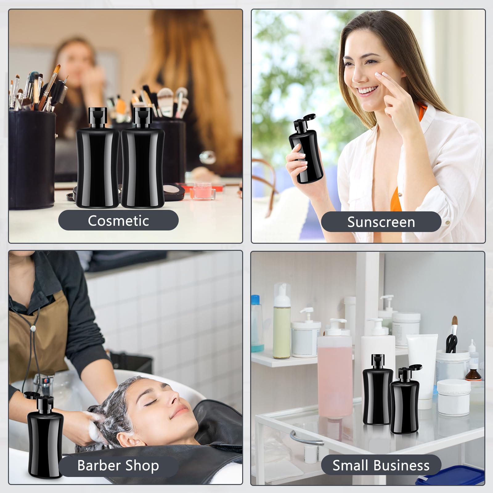 Domensi Reiseflaschen mit Klappdeckel, 100 ml, schwarz, Kunststoff, Reisegröße, Toilettenartikel-Flaschen, tragbar, auslaufsicher, Quetschbehälter, nachfüllbar, leere Kosmetikbehälter für flüssige