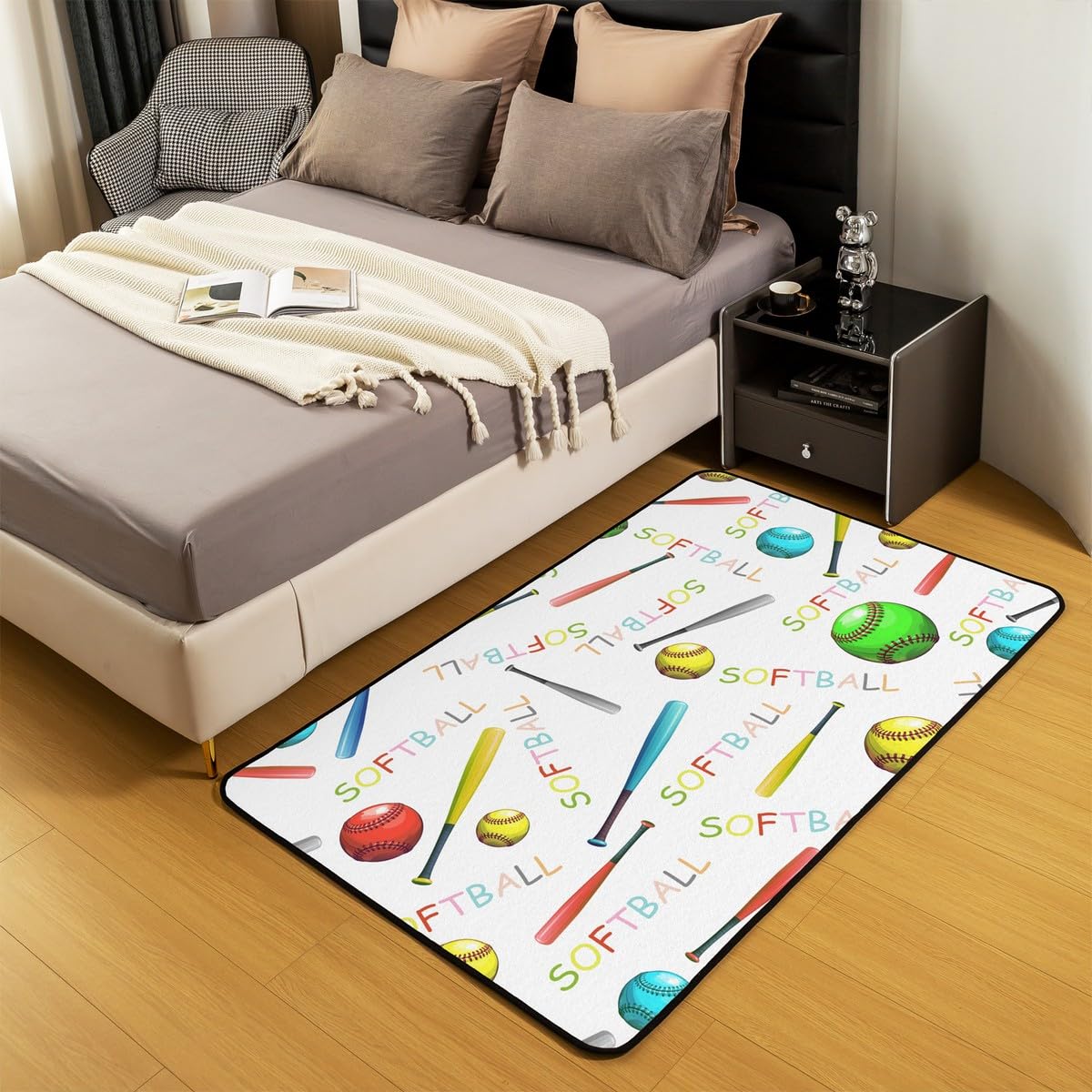 Homewish Dywan do softballu 100 x 150 cm, młodzieżowy dywanik sportowy dla dzieci, chłopców, dziewcząt, gry w piłkę, do gier, wewnętrzna mata podłogowa