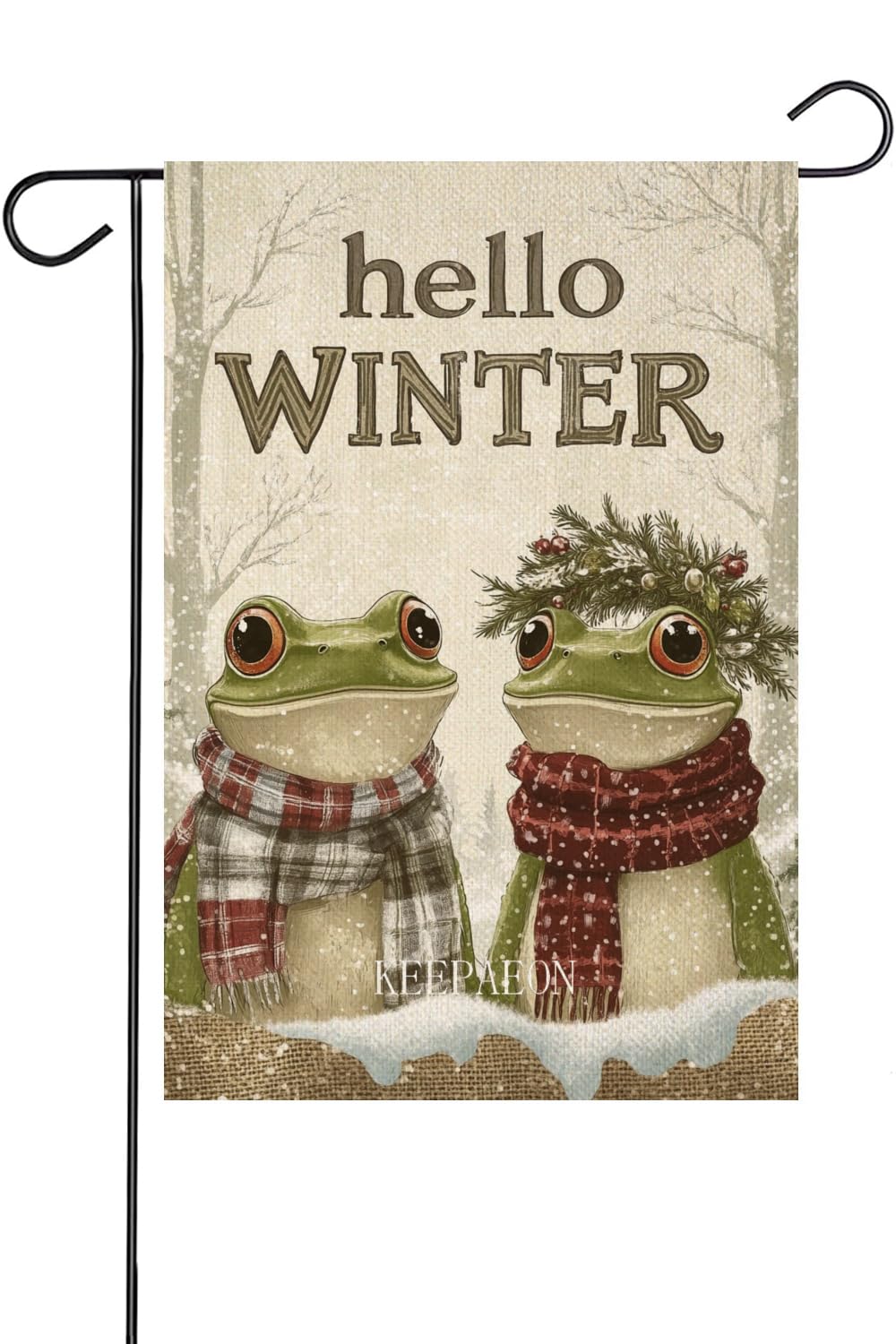 Amazon.com : KEEPAEON Hello Winter Frog Garden Flag 12x18 Inch