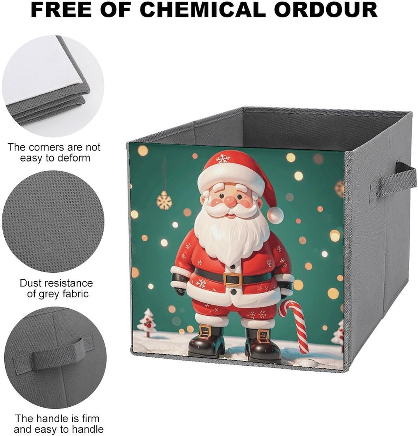 Folding Storage Bins Oxford Fabric Clothes Storage Boxes with Handles | Father Christmas Cube Organizer, Easy to Store, Multi Functional Cube Storage Organizer for Office Bedroom