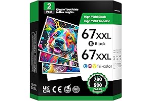 Ink Cartridges 67XXL Black and Color Combo Pack