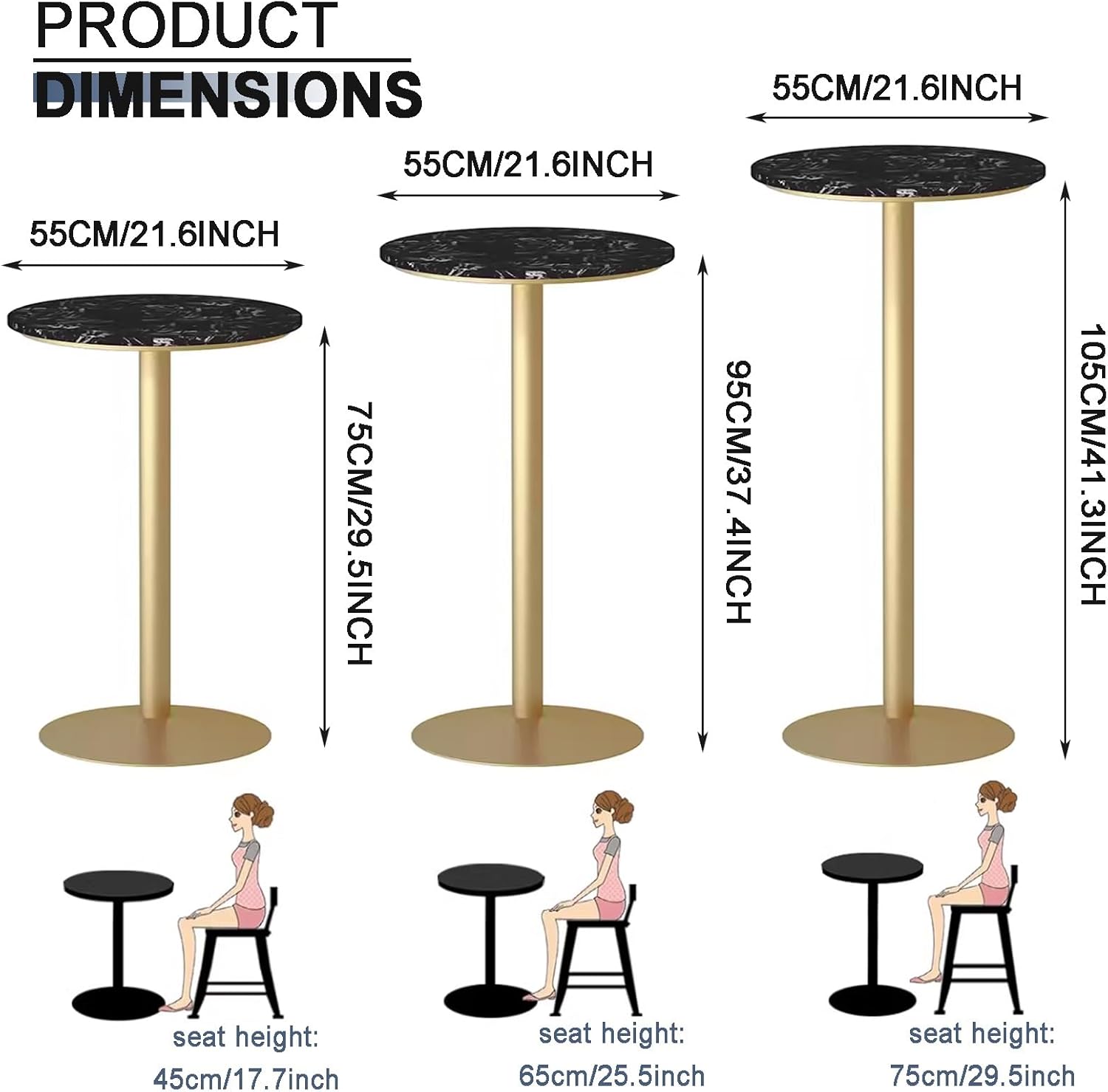 Outdoor Bar Height Table,Patio Dining Pub Table Tall Top Coffee Table,Living Room End/Side Table Cocktail Counter Drink Table,Small Accent Table Nightstand (One Color Height 95cm)