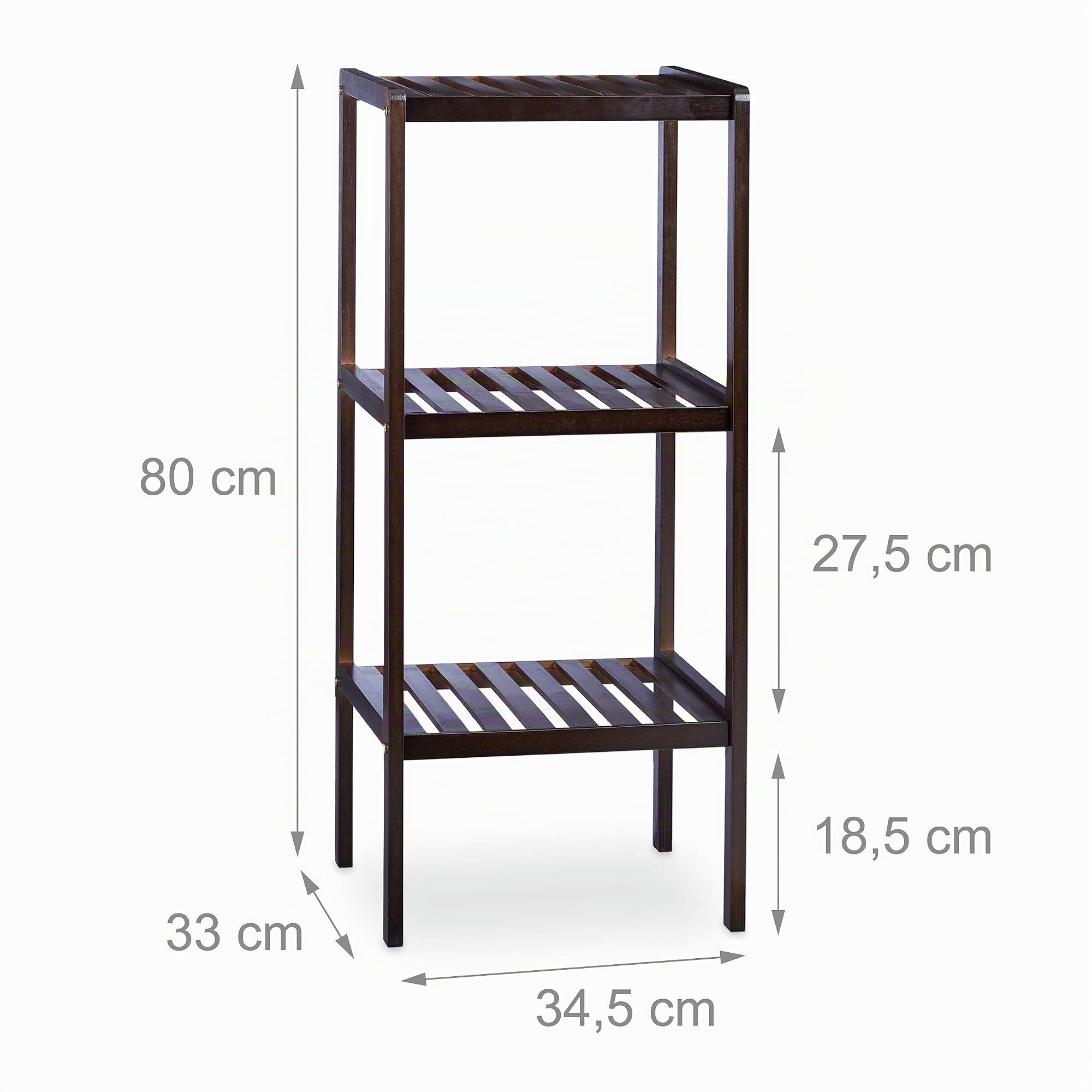 Relaxdays Scaffale da Bagno, Bambù, Ripiani Portaoggetti, Mobiletto Salvaspazio, 80x34,5x33 cm, Mobile Cucina, Marrone