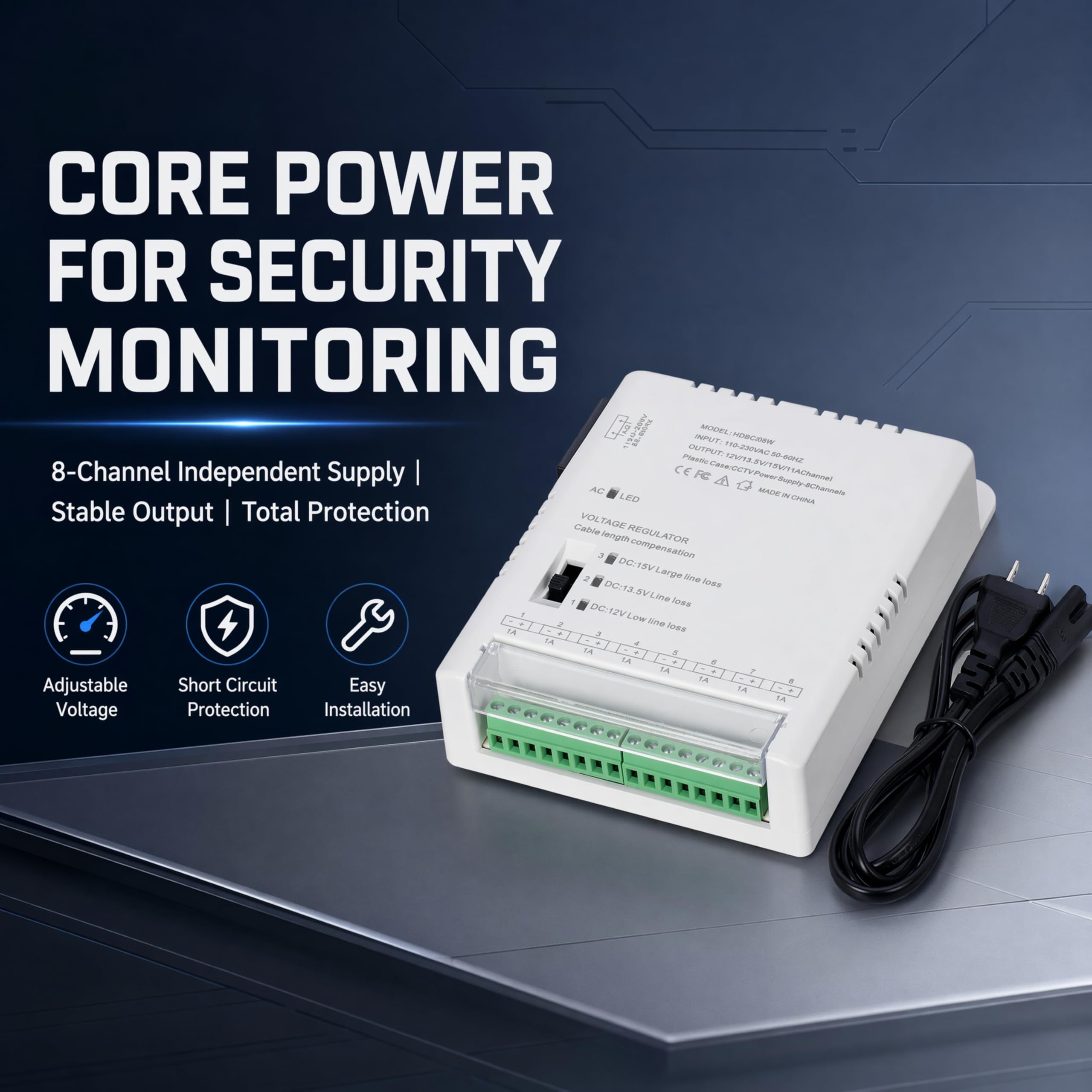 Amazon.com : 8 Channel CCTV Camera Power Supply Distribution Power