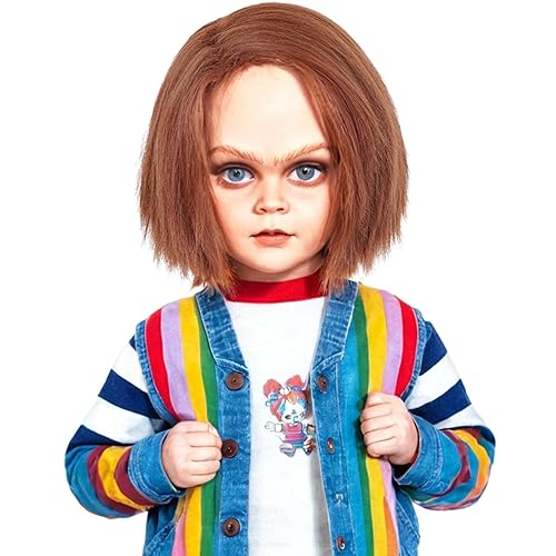 Vista 204 de Pelucas de sirena para niños y niñas, 21 pulgadas de largo, rizadas, color rojo oscuro, peluca de onda de sirena con clip de estrella de mar