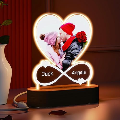 Miniatura 4 de JIOJOG Regalos personalizados para hombres y mujeres, marco de fotos personalizado, luz nocturna de corazón, regalos de fotos personalizados para