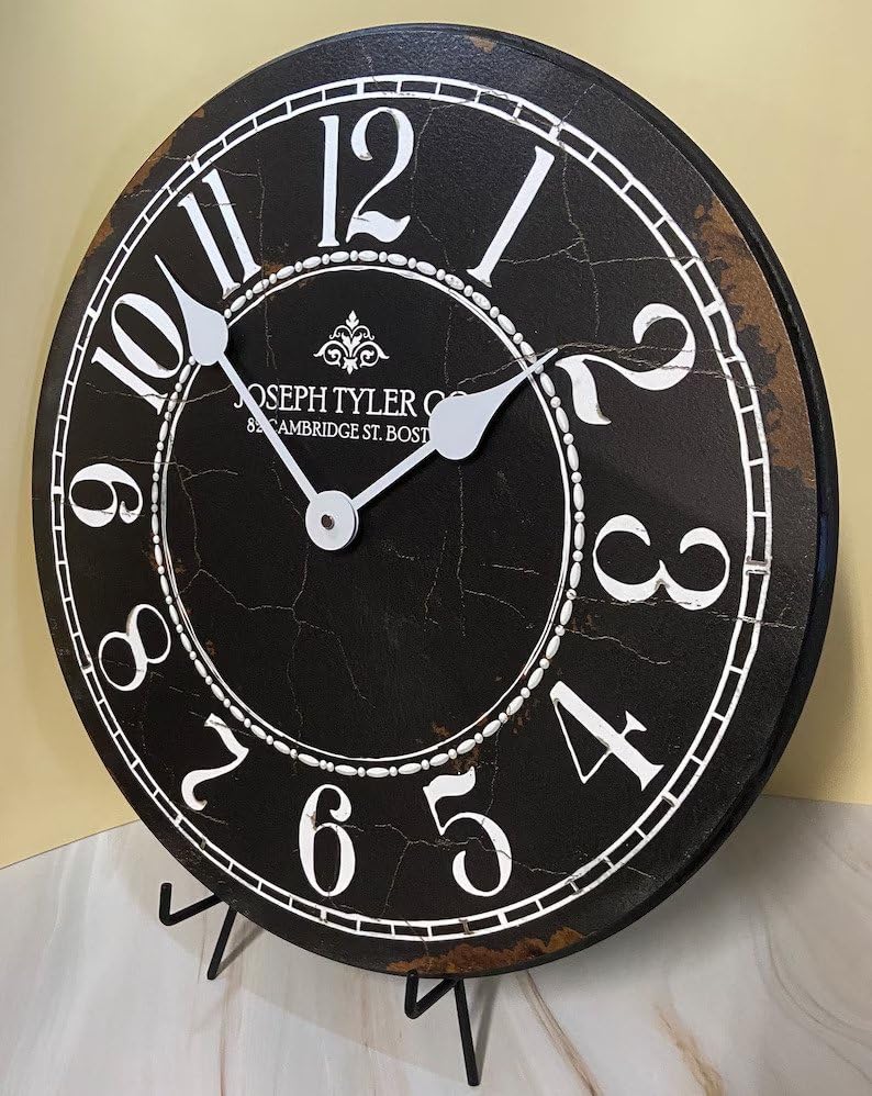 Black & White Large Wall Clock | Ultra Quiet Quartz Mechanism | Hand Made in USA Beautiful Crisp Lasting Color | Comes in 8 Sizes | 18-Inch