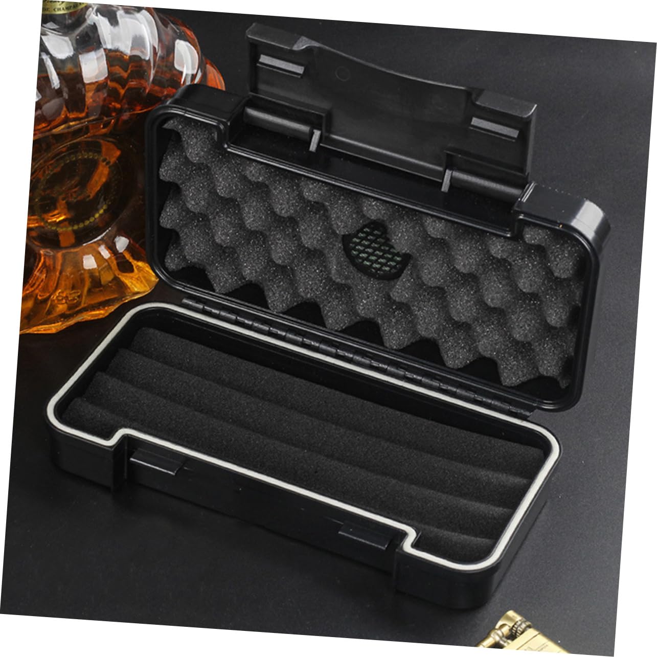 SHERCHPRY Scatola Porta Sigari Nera in Plastica Portatile Protezione Dall’umidità per Uso Indoor e Business, Custodia per 3 Sigari da Viaggio