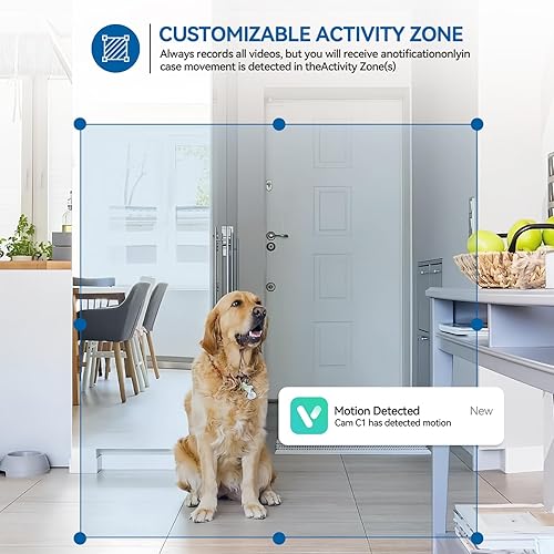 Miniatura 6 de 2K Home - Cámara de seguridad para mascotas para interiores de 2.4 GHz con visión nocturna, audio de 2 vías para perrogato, con cable, detección de