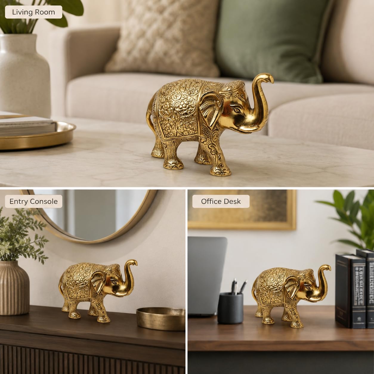Gold Plated Elephant Showpiece - DreamKraft -5 Gold Plated Elephant Showpiece - DreamKraft -5
