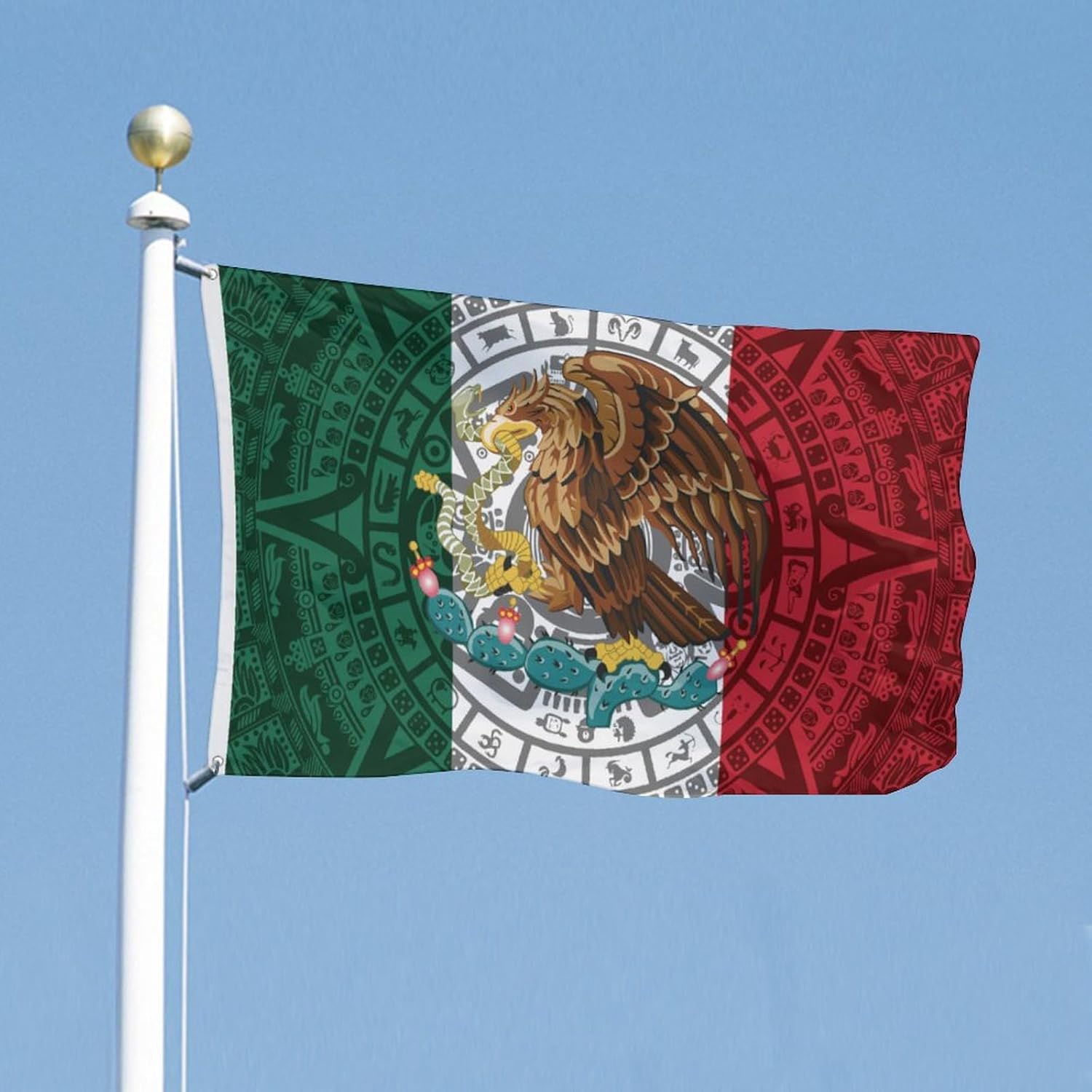 Mexican Flag – 3x5 Ft Outdoor/Indoor Durable Polyester Mexico Tapestry Vivid Color Fade Resistant Double-Sided with Brass Grommets – Mexican Banner Decor - Image 4