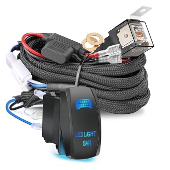 Nirider Wiring Harness 1 Lead, 12V 40A Rocker Switch Relay Fuse Nylon Wiring Harness Kit for LED Light Bars Fog Lights Work Lights Driving Lights Offroad LED Pods Wire Kit for Truck UTV ATV Boat