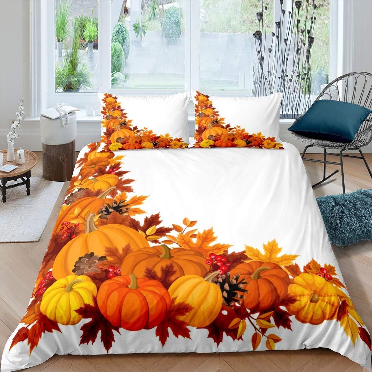Housse de couette 200x200 cm citrouille en microfibre douce premium